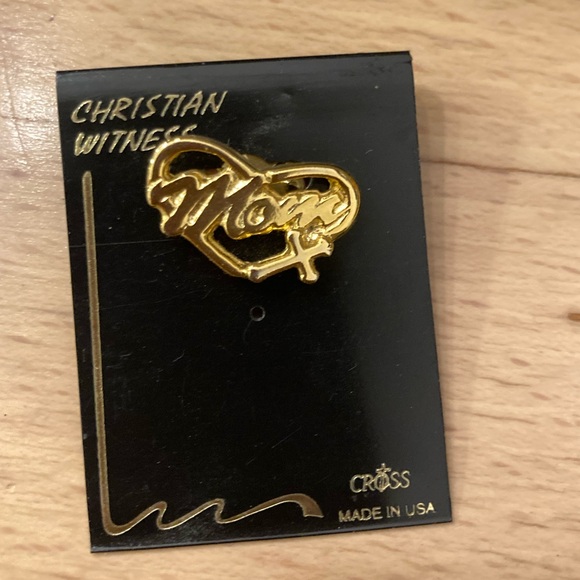 Christian Witness Jewelry - Christian Witness  “Mom” with Cross  Brooch Pin Gold - NWT